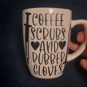 Coffee, scrubs and rubber gloves mug